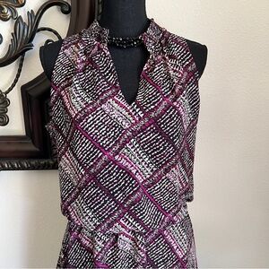 White House Black Market Women’s Shirred Neckline
Patterned Sleeveless Dress M